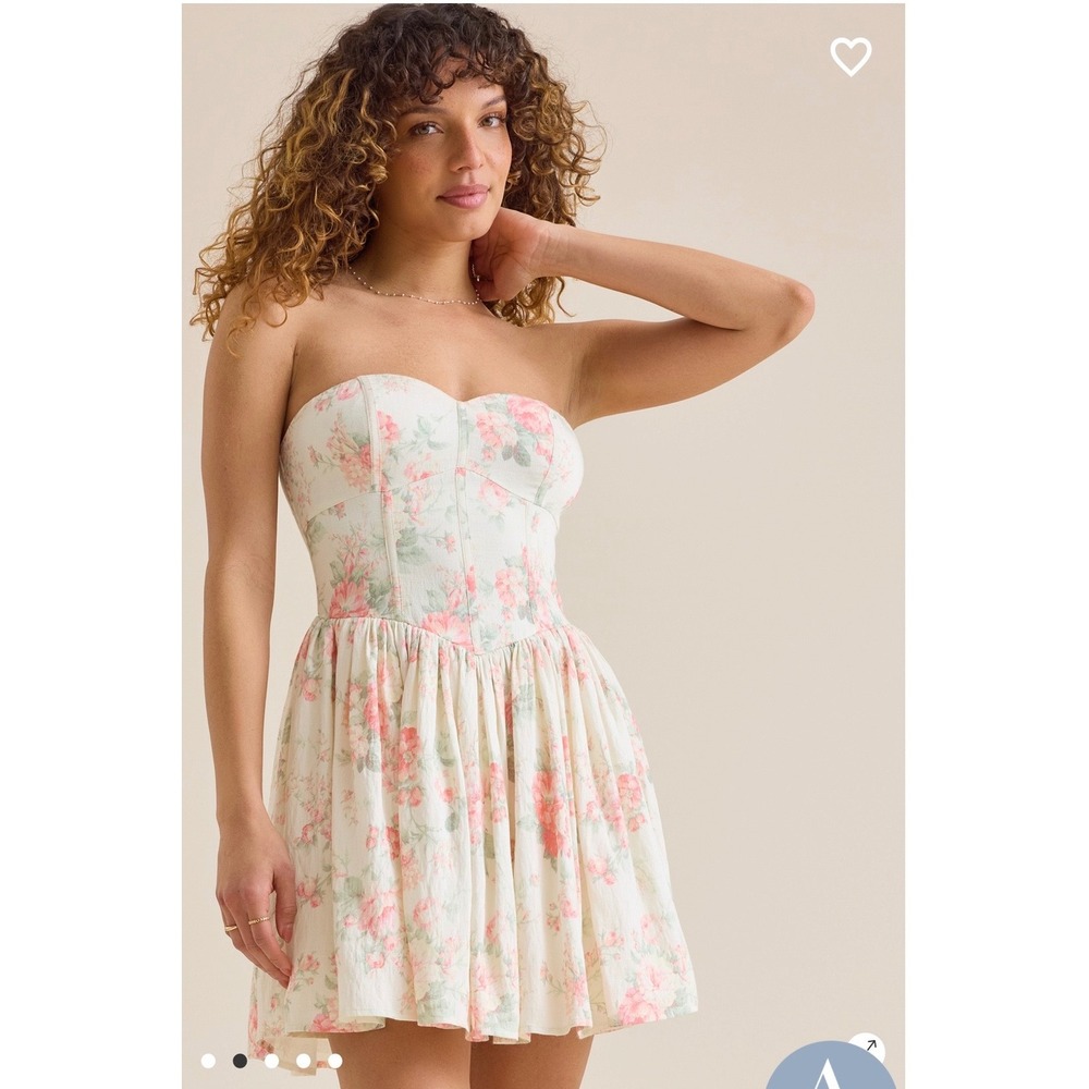 Altar'd State Floral Corset Strapless Mini Dress Cottagecore Size XXS